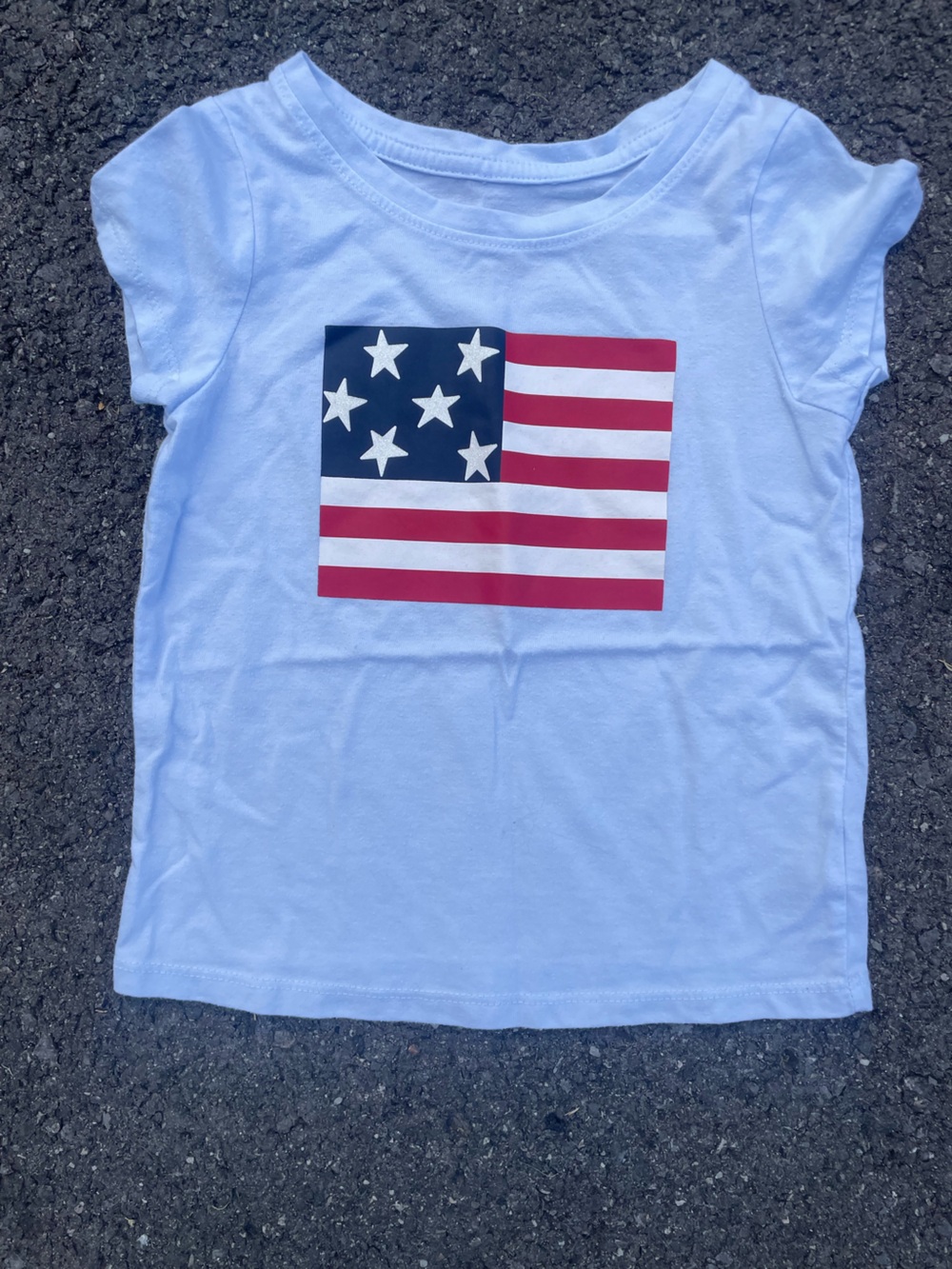 Cat & Jack White Tee with Red and Blue Flag Graphic